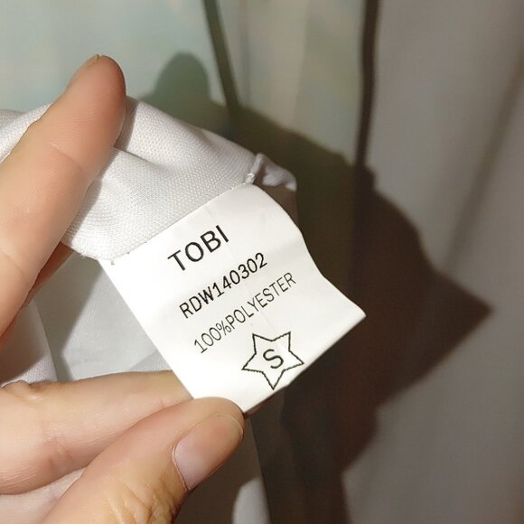 Tobi Sleeveless Tank Shift Dress Strappy Back Green Blue Off White Watercolor S - Picture 5 of 8